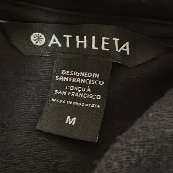 Athleta Sweatshirt Womens Medium Black Balance Henley Boxy Oversized Soft - Picture 5 of 7